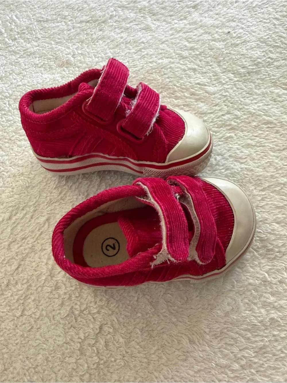 Koala Kids Red Corduroy Velcro Sneakers Size 2 Baby